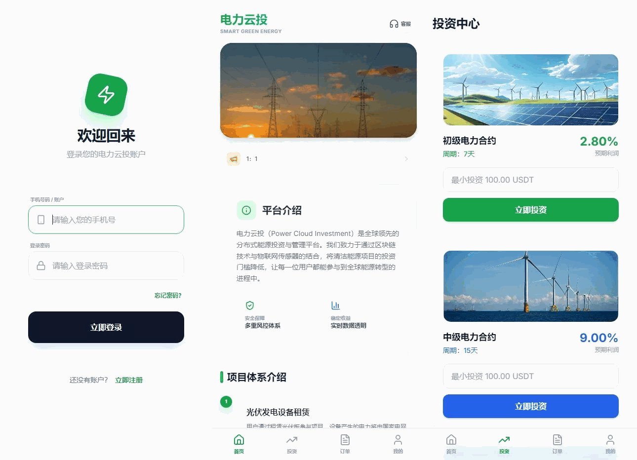 【电力投资】光伏+风力+核心能源-各种盘口搭建,软件开发,维护,定制