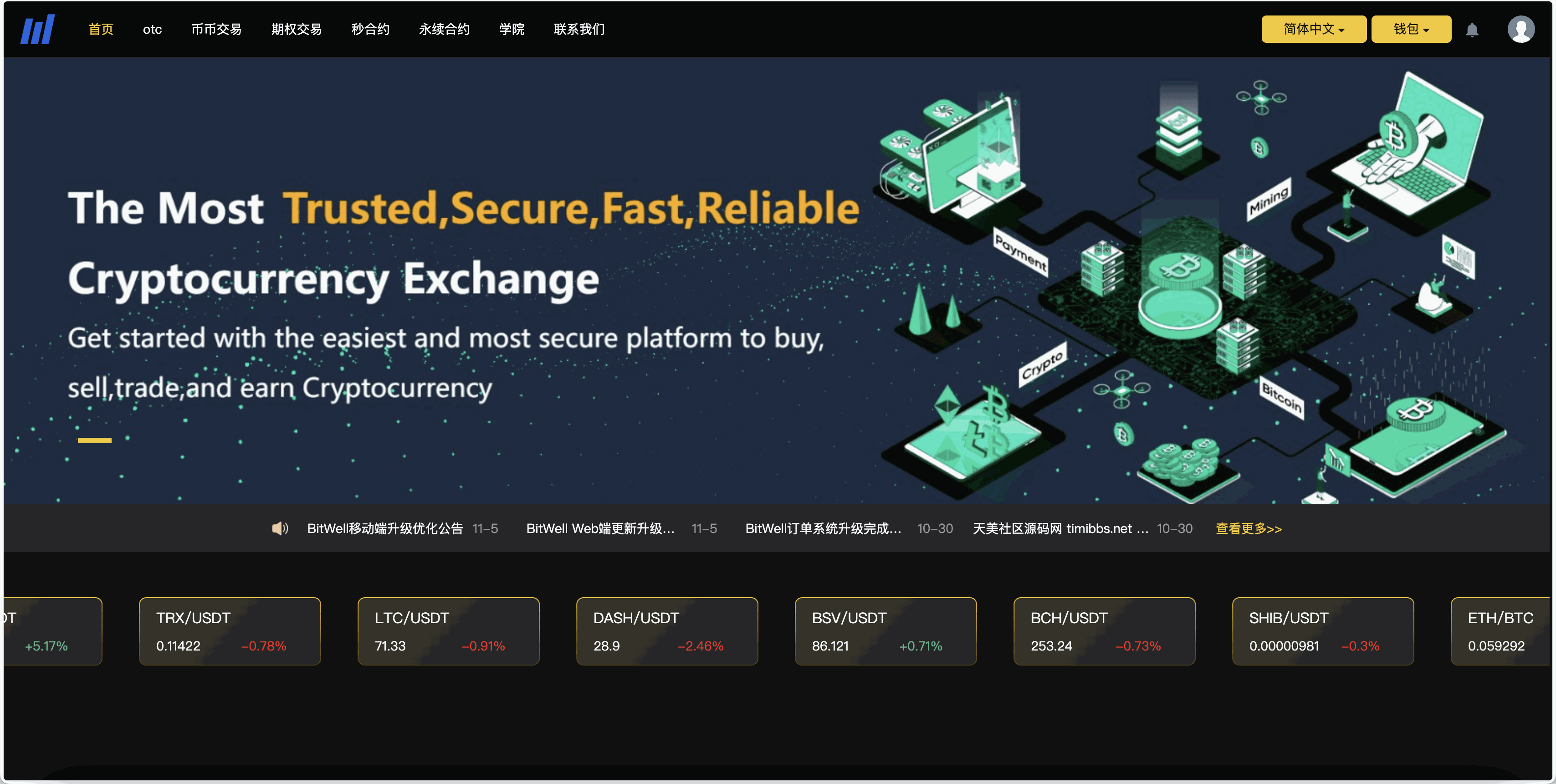 BitWell多语言交易所/15国语言交易所/OTC+永续合约+币币交易+申购+风控+期权交易+秒合约交易+矿机+代理渠道商插图9