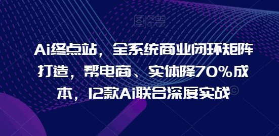 Ai终点站，全系统商业闭环矩阵打造，帮电商、实体降70%成本，12款Ai联合深度实战-各种盘口搭建,软件开发,维护,定制