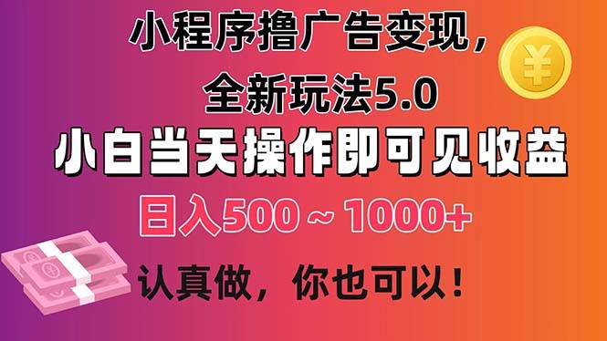 小程序撸广告变现，全新玩法5.0，小白当天操作即可上手，日收益 500~1000+-各种盘口搭建,软件开发,维护,定制