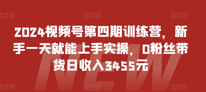 2024视频号第四期训练营，新手一天就能上手实操，0粉丝带货日收入3455元-各种盘口搭建,软件开发,维护,定制