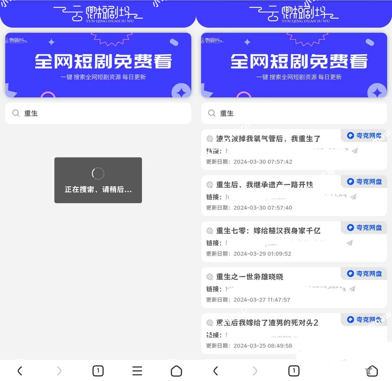 引流源码短剧搜索前端源码+内附搜索API-各种盘口搭建,软件开发,维护,定制