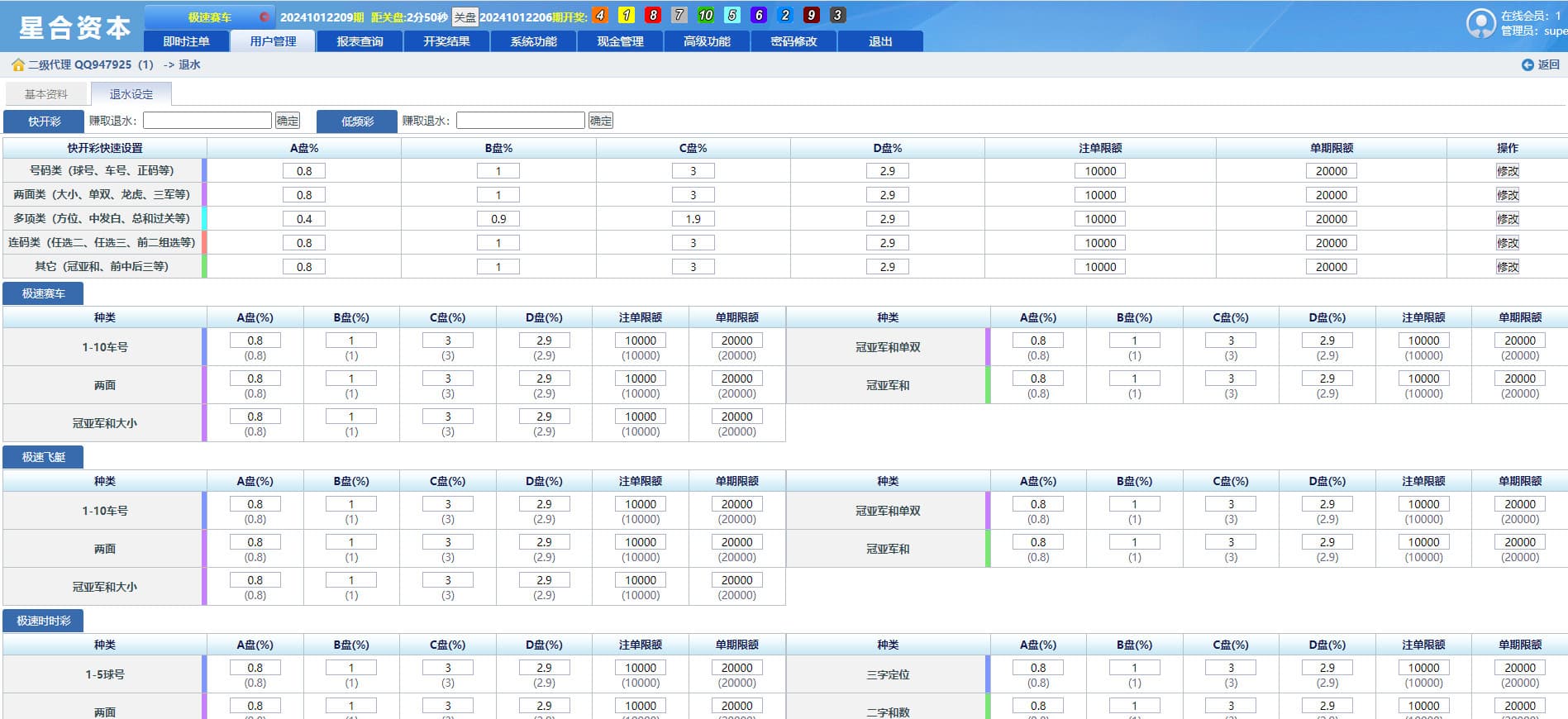 SG系统双赢后台可AB盘现金切换+返水采集全部修复+多级代理后台插图12