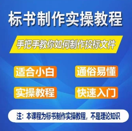标书制作实操教程，手把手教你如何制作授标文件，零基础一周学会制作标书-各种盘口搭建,软件开发,维护,定制