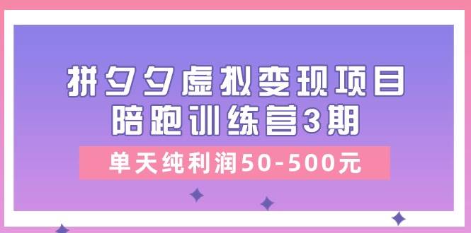 某收费培训《拼夕夕虚拟变现项目陪跑训练营3期》单天纯利润50-500元-各种盘口搭建,软件开发,维护,定制