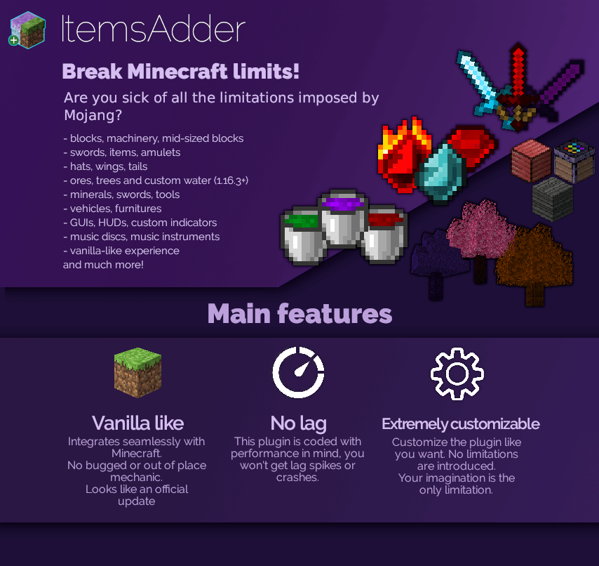 ✨ItemsAdder⭐表情、生物、物品、盔甲、HUD、GUI、表情符号、方块、翅膀、帽子、液体 4.0.1-alpha-test-5插图4