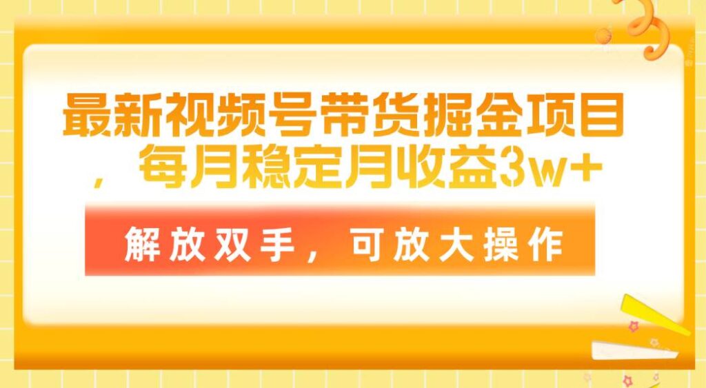 最新视频号带货掘金项目，每月稳定月收益3w+，解放双手，可放大操作-各种盘口搭建,软件开发,维护,定制