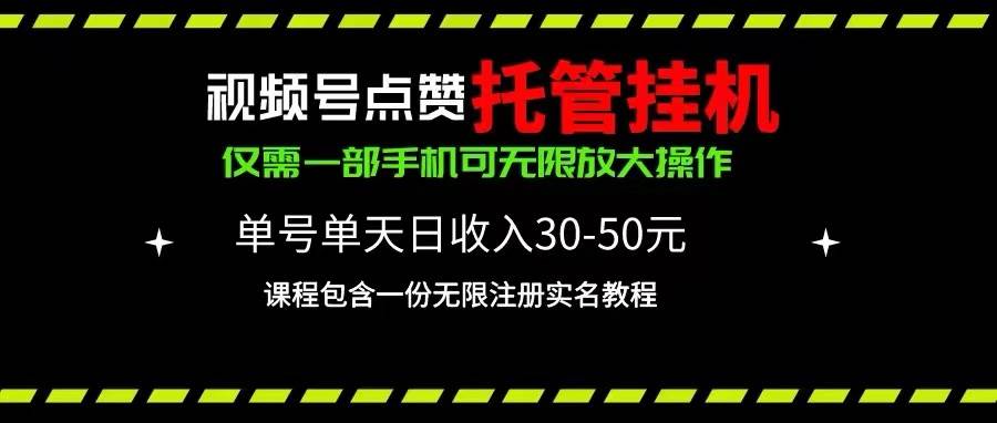 视频号点赞托管挂机，单号单天利润30~50，一部手机无限放大-各种盘口搭建,软件开发,维护,定制