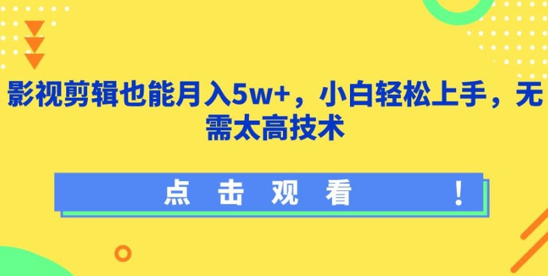 影视剪辑也能月入5w+，小白轻松上手，无需太高技术【揭秘】-各种盘口搭建,软件开发,维护,定制