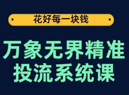 万象无界精准投流系统课，从关键词到推荐，从万象台到达摩盘，从底层原理到实操步骤-各种盘口搭建,软件开发,维护,定制