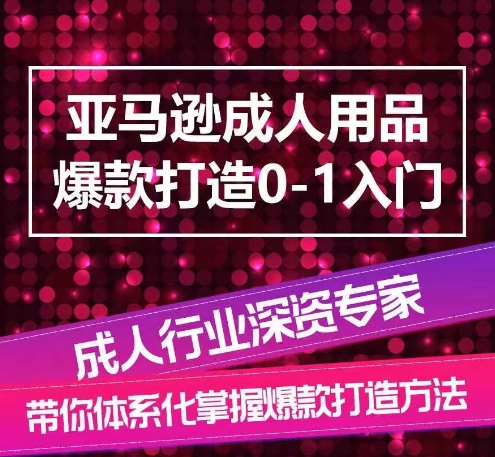 亚马逊成人用品爆款打造0-1入门，系统化讲解亚马逊成人用品爆款打造的流程-各种盘口搭建,软件开发,维护,定制