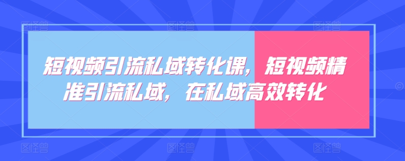 短视频引流私域转化课，短视频精准引流私域，在私域高效转化-各种盘口搭建,软件开发,维护,定制