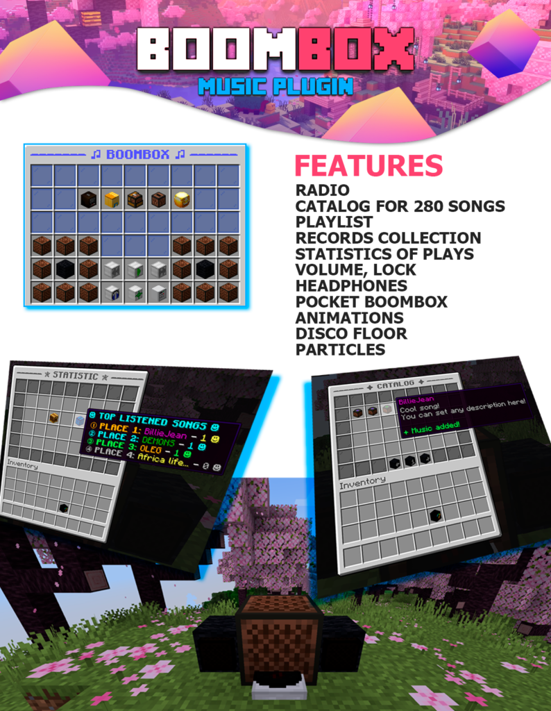 BOOMBOX ✅ 便携式音乐盒，100+ 首歌曲 [1.12.2-1.20.6] 1.12-1.21-各种盘口搭建,软件开发,维护,定制