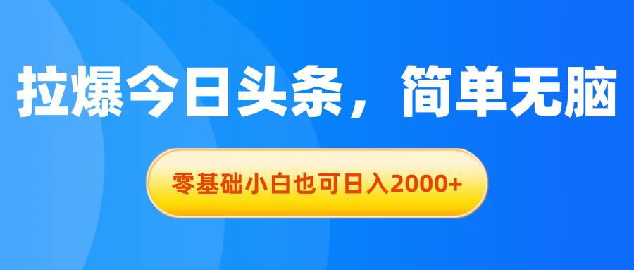 拉爆今日头条，简单无脑，零基础小白也可日入2000+-各种盘口搭建,软件开发,维护,定制