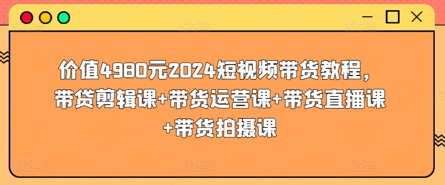 价值4980元2024短视频带货教程，带贷剪辑课+带货运营课+带货直播课+带货拍摄课-各种盘口搭建,软件开发,维护,定制