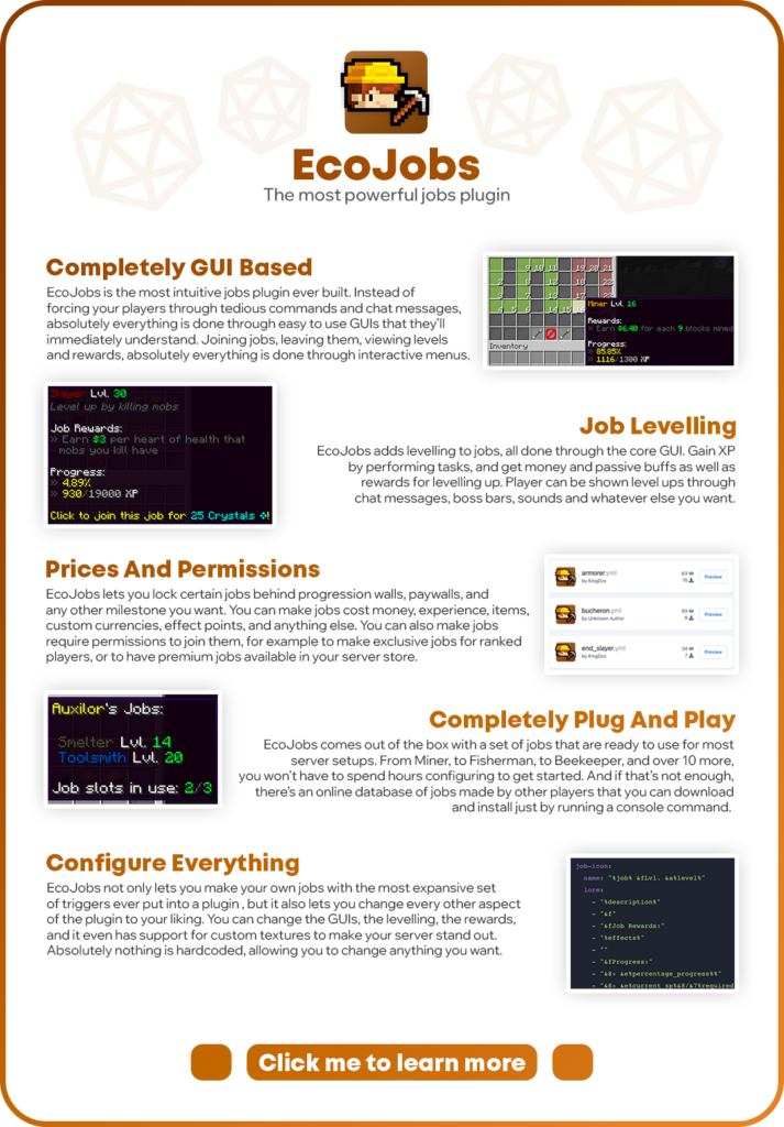 EcoJobs ⭕强大的就业系统 ✅ 创建自定义作业 ✨ 练级，效果 3.62.1插图1