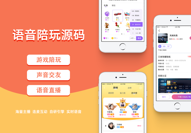 游戏陪玩系统 语音聊天系统商业版源码2.0版 附教程-各种盘口搭建,软件开发,维护,定制