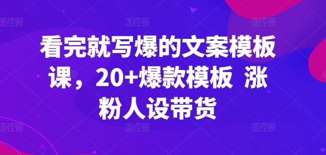 看完就写爆的文案模板课，20+爆款模板 涨粉人设带货-各种盘口搭建,软件开发,维护,定制