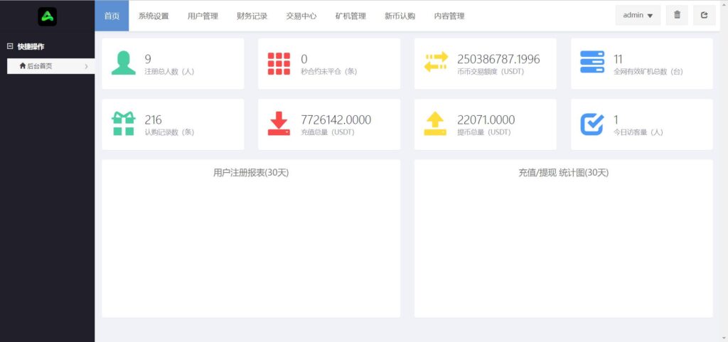 【黑色UI】8国多语言交易所源码+币币+秒合约+矿机+申购+多功能系统插图8