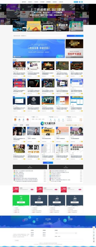 上千素材资源整站打包完整运营版 带RiPRO主题无需授权-各种盘口搭建,软件开发,维护,定制